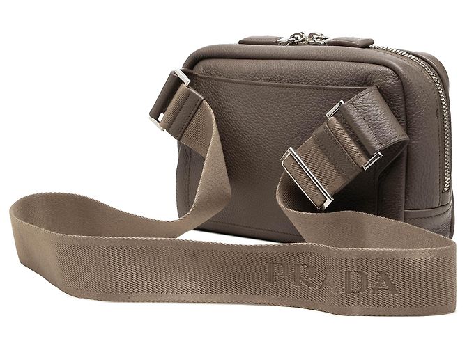 Borsa cintura con zip Prada in Vitello Daino marrone Taupe - vista 2