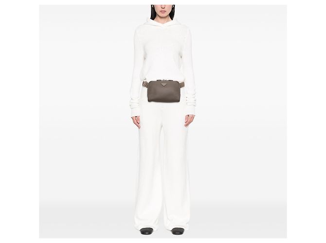 Borsa cintura con zip Prada in Vitello Daino marrone Taupe - vista 6