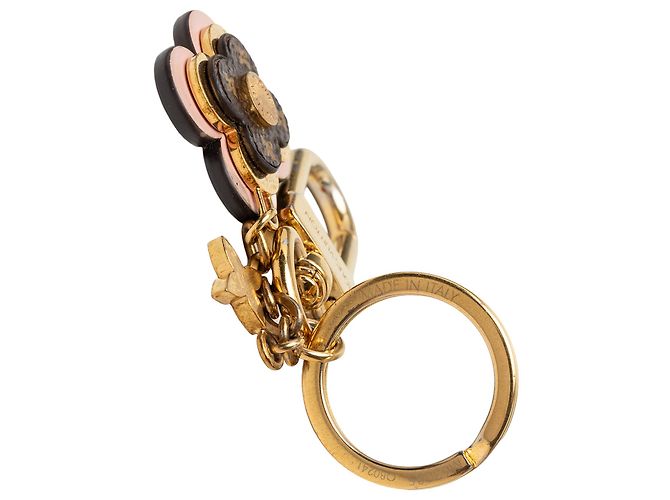 Louis Vuitton Gold Gold Plated Monogram Blooming Flowers Bag Charm and Key Holder D'oro - vista 3
