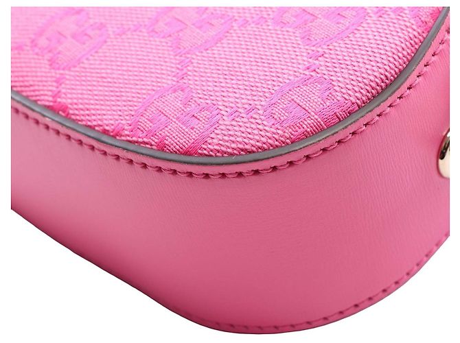Borsa a tracolla Gucci Mini GG Canvas Moon Side Rosa - vista 5