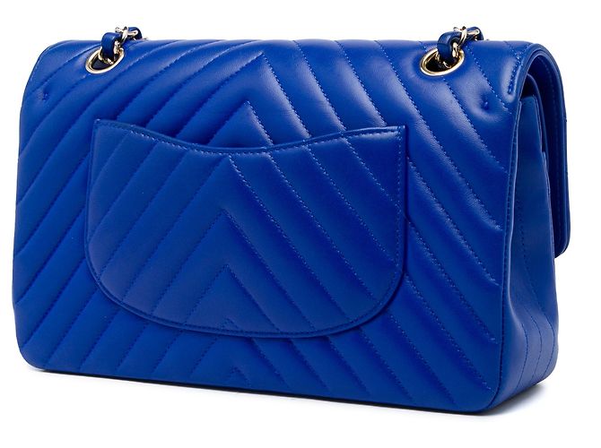 Chanel Blue Medium Classic Chevron Lambskin Double Flap - vista 2