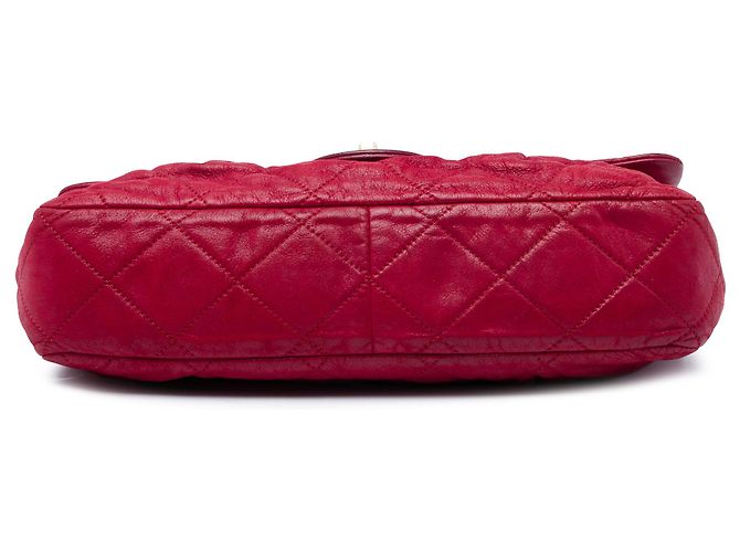 Chanel Red Large Quilted Iridescent Calfskin Coco Pleats Flap Rosso - vista 3