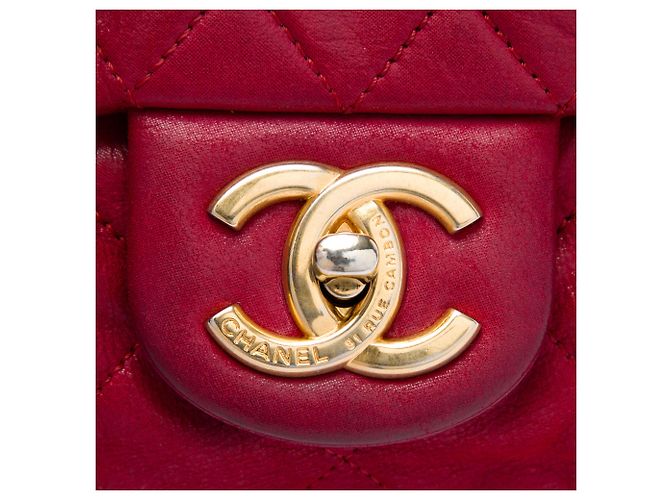 Chanel Red Large Quilted Iridescent Calfskin Coco Pleats Flap Rosso - vista 5