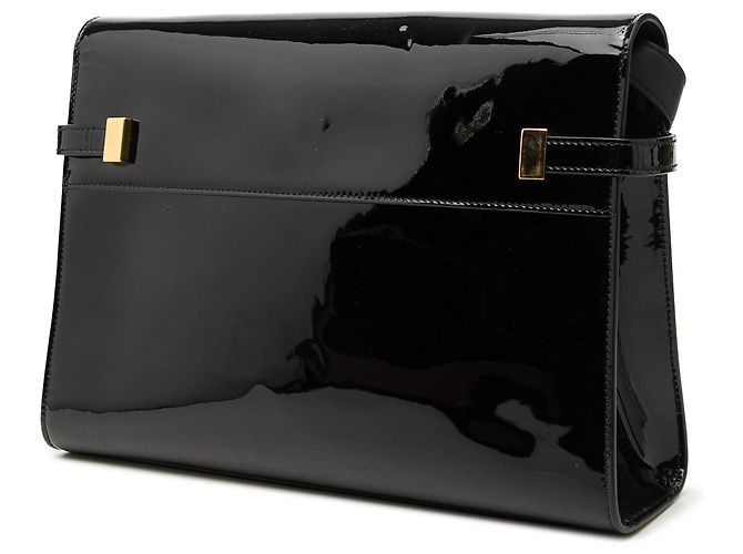 Borsa a tracolla Manhattan Medium in vernice nera Saint Laurent Nero - vista 2