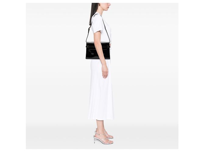 Borsa a tracolla Manhattan Medium in vernice nera Saint Laurent Nero - vista 6