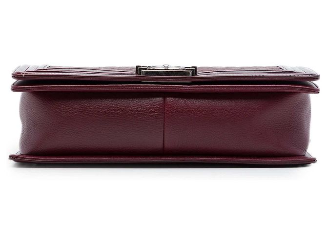 Chanel Red Medium Quilted Goatskin and Patent Boy Flap Rosso Bordò - vista 3