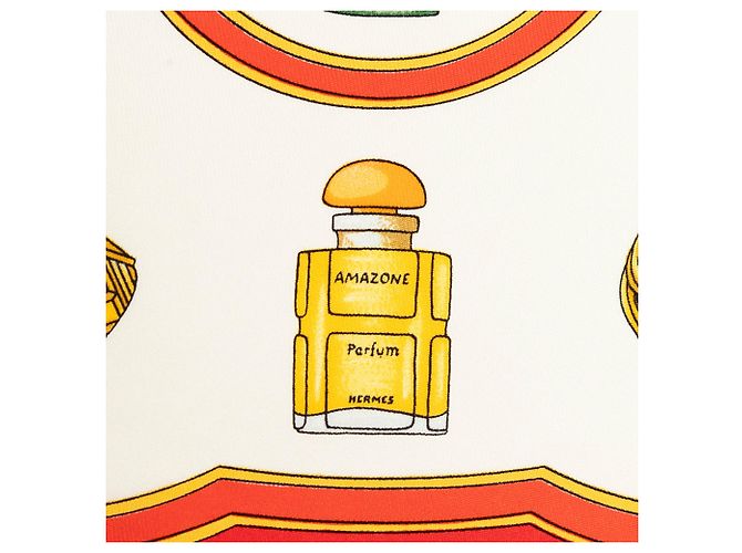 Hermès White Qu Importe Le Flacon Silk Handkerchief Bianco - vista 4