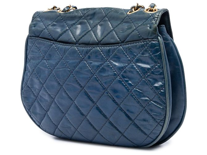 Chanel Blue Medium Quilted Glazed Calfskin Bubble CC Flap Blu scuro - vista 2
