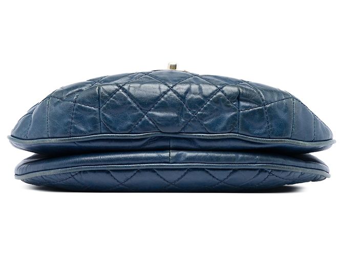 Chanel Blue Medium Quilted Glazed Calfskin Bubble CC Flap Blu scuro - vista 3