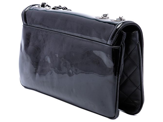 Chanel Black CC Patent Lipstick Ligne Flap Nero - vista 2