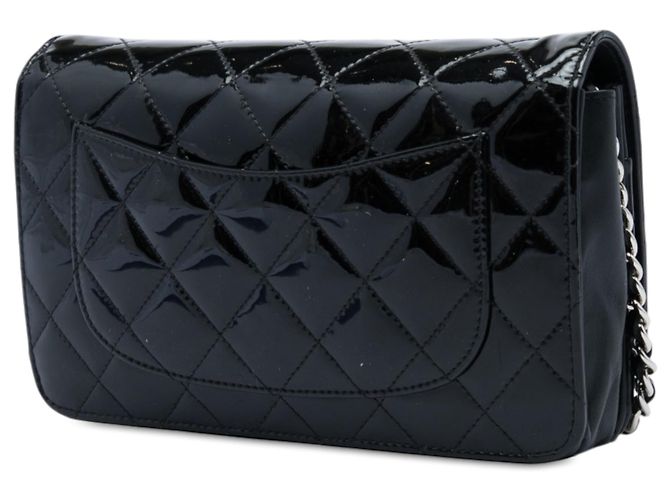 Wallet On Chain Portafoglio con catena Chanel Black CC Quilted Patent Nero - vista 2