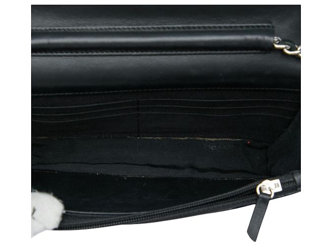 Wallet On Chain Portafoglio con catena Chanel Black CC Quilted Patent Nero - vista 4