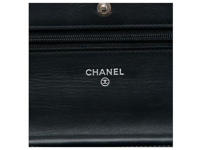 Wallet On Chain Portafoglio con catena Chanel Black CC Quilted Patent Nero - vista 5