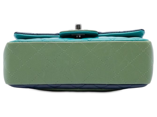 Chanel Blue Mini Rectangular Classic Tricolor Lambskin Single Flap - vista 3