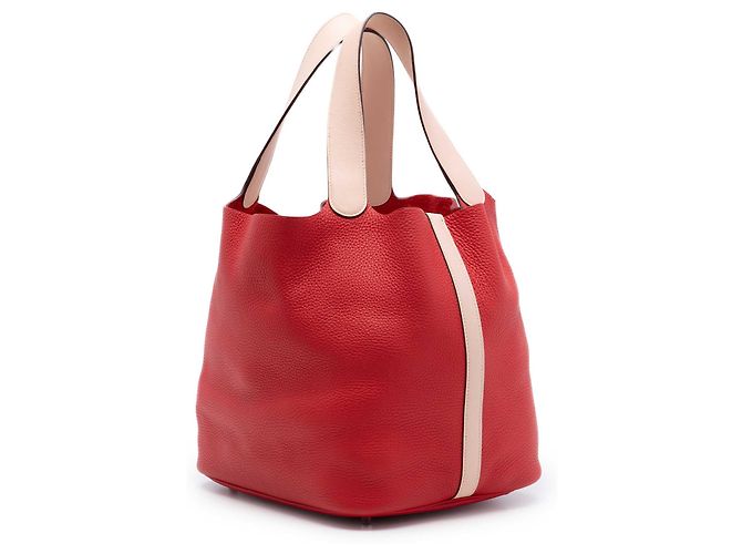 Hermès Red Bicolor Clemence and Swift Picotin Lock 26 Rosso - vista 2