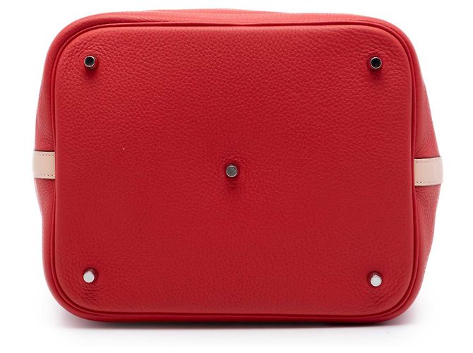 Hermès Red Bicolor Clemence and Swift Picotin Lock 26 Rosso - vista 3