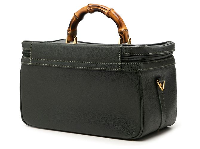 Bamboo Borsa Vanity Gucci in vitello verde con bambù Verde scuro - vista 2