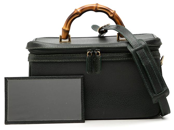Bamboo Borsa Vanity Gucci in vitello verde con bambù Verde scuro - vista 7
