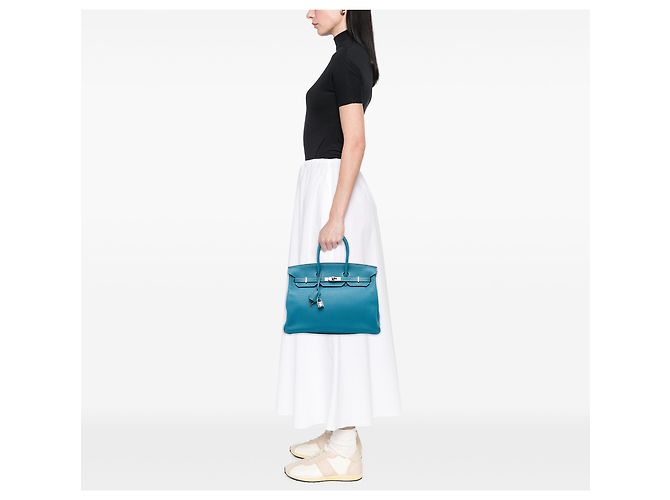Hermès Blue Clemence Birkin Retourne 35 Azul - vista 5