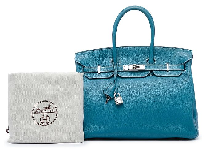 Hermès Blue Clemence Birkin Retourne 35 Azul - vista 6