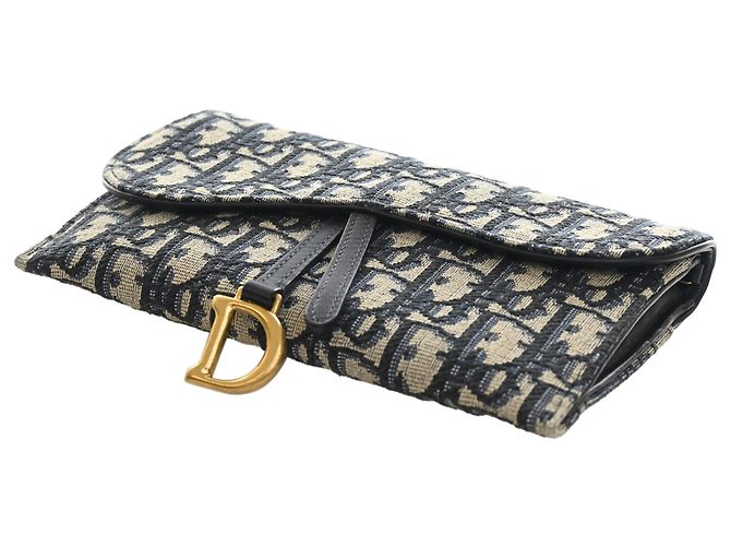 Dior Blue Oblique Canvas Saddle Wallet On Chain Blau Marineblau - vue 10