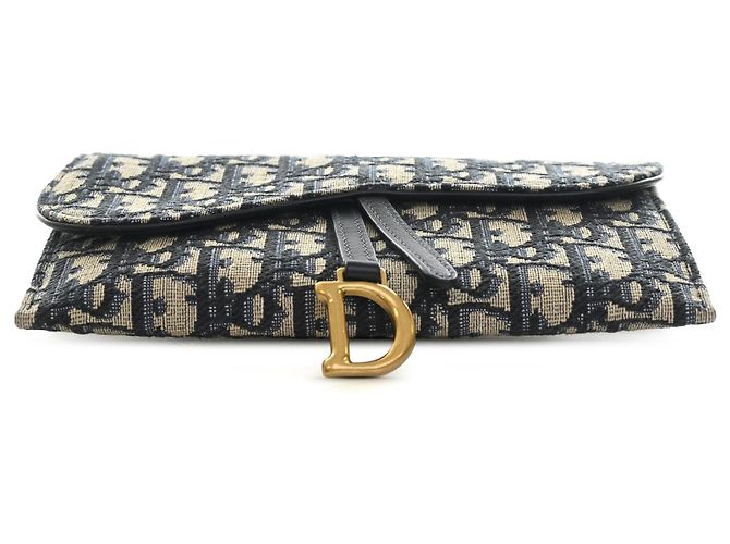 Dior Blue Oblique Canvas Saddle Wallet On Chain Blau Marineblau - vue 3