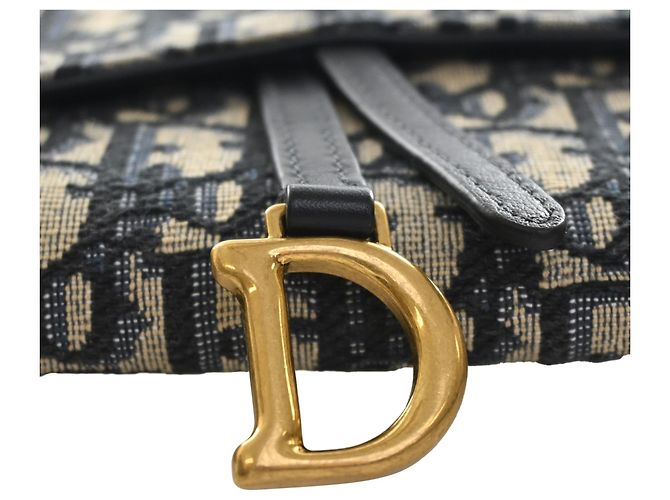 Dior Blue Oblique Canvas Saddle Wallet On Chain Blau Marineblau - vue 5