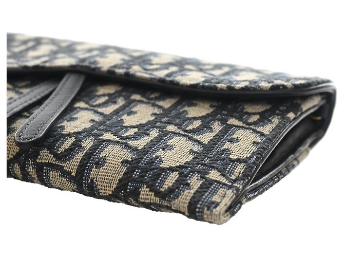 Dior Blue Oblique Canvas Saddle Wallet On Chain Blau Marineblau - vue 8