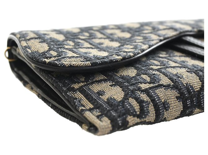 Dior Blue Oblique Canvas Saddle Wallet On Chain Blau Marineblau - vue 9