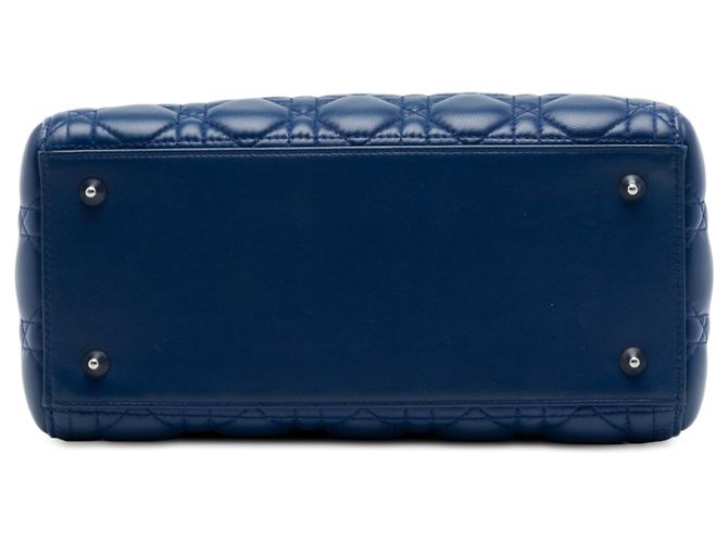 Dior Blue Medium Lambskin Cannage Lady Dior - vista 3