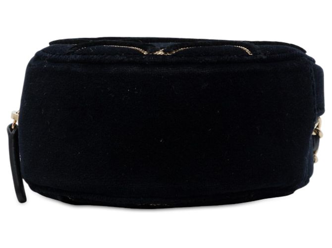 Chanel Borsa crossbody rotonda in velluto nero con perle e paillettes - vista 3