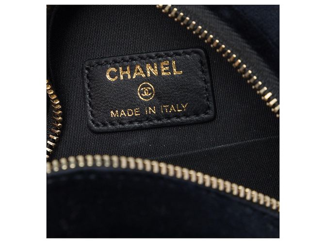 Chanel Borsa crossbody rotonda in velluto nero con perle e paillettes - vista 5