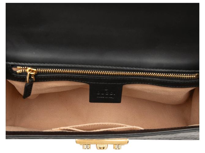 Padlock Borsa a Tracolla Gucci Guccissima Medium Nera con Lucchetto Nero - vista 4