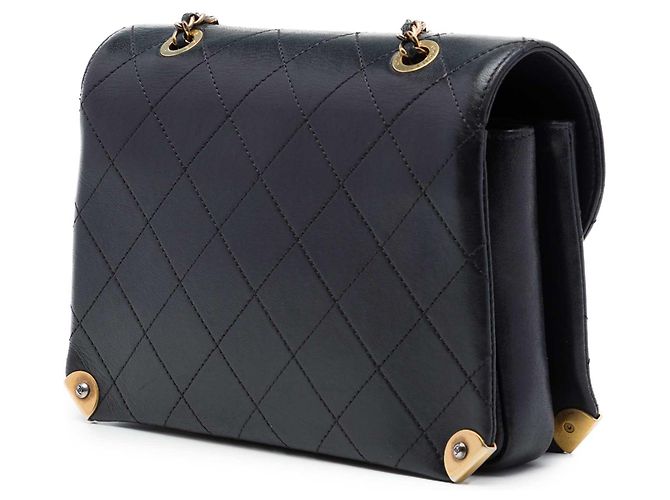 Chanel Black Quilted Lambskin Around The Corner Flap Nero - vue 2