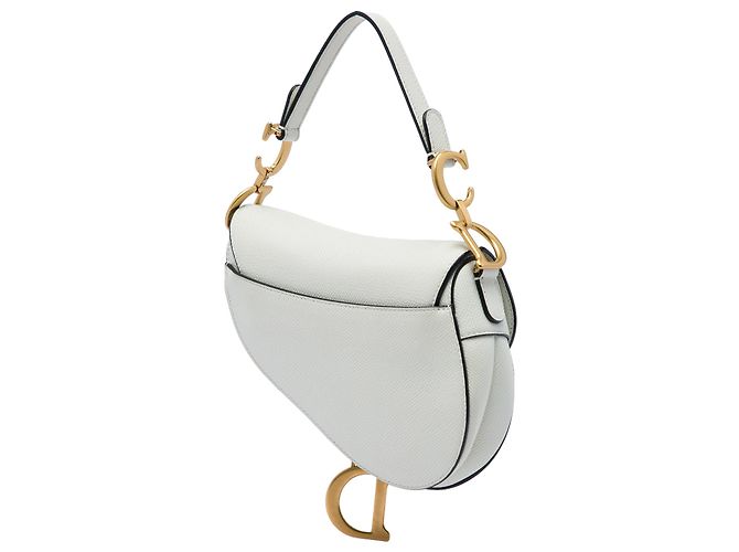 Borsa Saddle Dior Mini in pelle di vitello grana naturale bianca Bianco - vista 2
