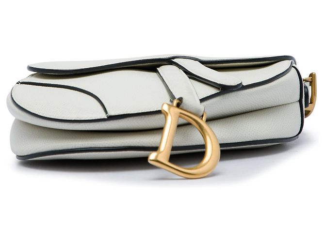 Borsa Saddle Dior Mini in pelle di vitello grana naturale bianca Bianco - vista 3