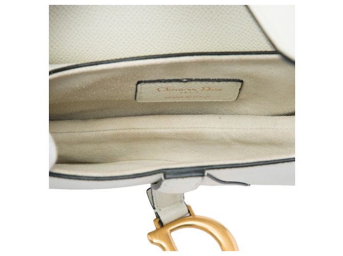 Borsa Saddle Dior Mini in pelle di vitello grana naturale bianca Bianco - vista 4