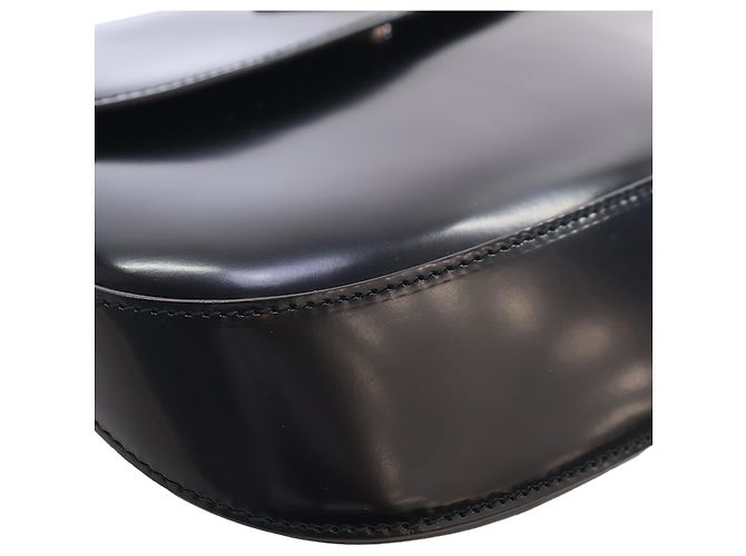 Borsa a spalla con patta Cleo in pelle Spazzolato nera Prada Nero - vista 13