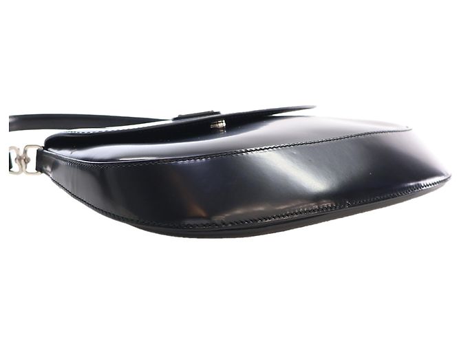Borsa a spalla con patta Cleo in pelle Spazzolato nera Prada Nero - vista 14