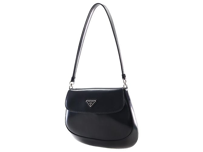 Borsa a spalla con patta Cleo in pelle Spazzolato nera Prada Nero - vista 3