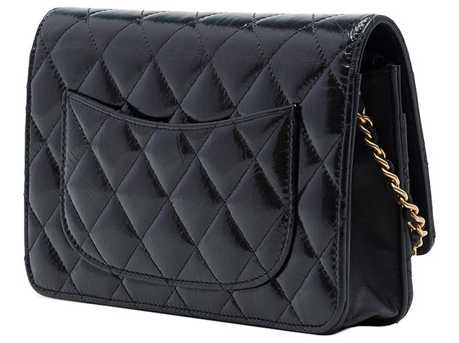 Wallet On Chain Chanel Cartera con cadena Reissue 2.55 de piel de becerro acolchada negra Negro - vista 2