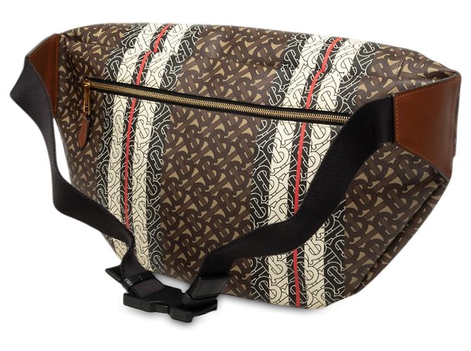 Burberry Brown Extra Large TB Monogram E-Canvas Stripe Gürteltasche Braun - Ansicht 2