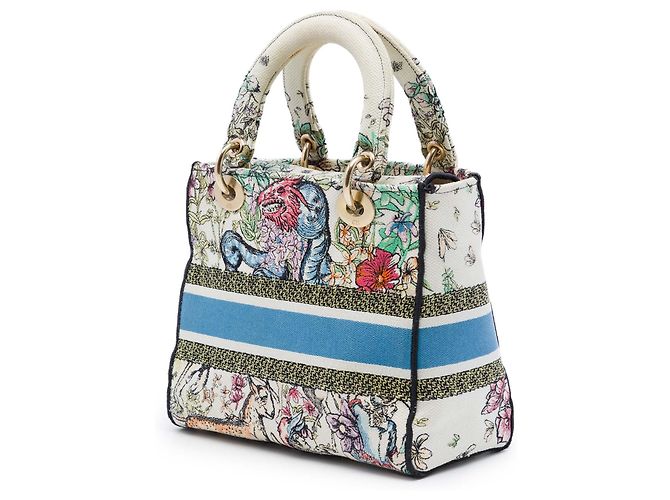 Dior White Medium Embroidered Canvas D Constellation Lady D Lite Bianco - vista 2