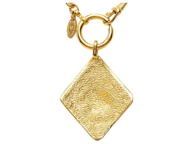Collana con pendente Chanel Gold CC placcata oro a forma di diamante D'oro - vista 3