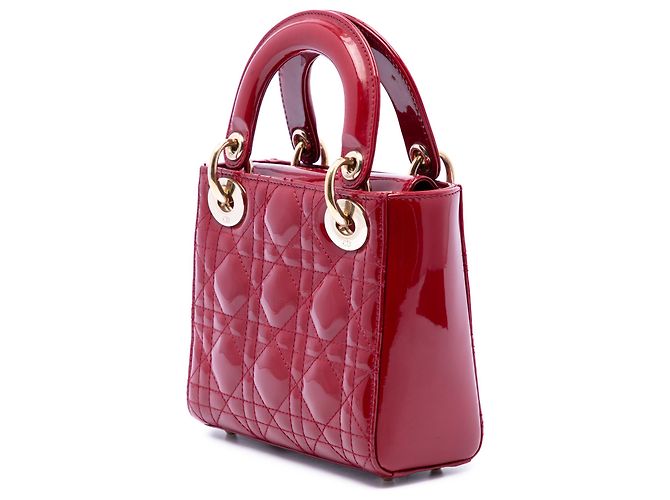 Dior Red Mini Patent Cannage Lady Dior Rosso Bordò - vista 2
