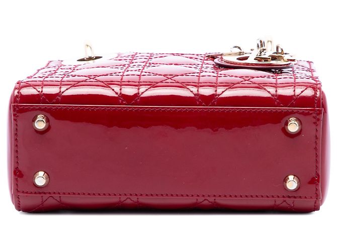 Dior Red Mini Patent Cannage Lady Dior Rosso Bordò - vista 3