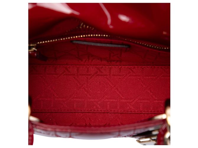 Dior Red Mini Patent Cannage Lady Dior Rosso Bordò - vista 4