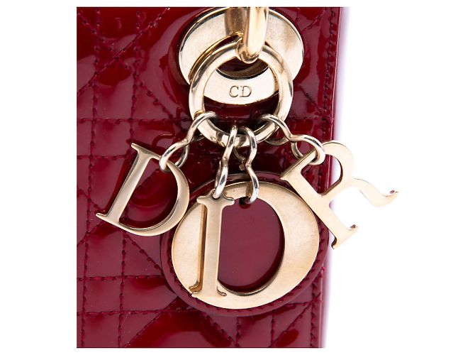 Dior Red Mini Patent Cannage Lady Dior Rosso Bordò - vista 5