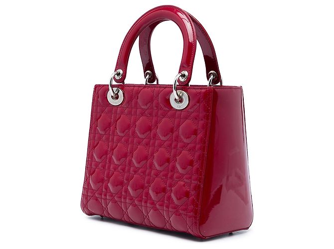Dior Red Medium Patent Cannage Lady Dior Rosso - vista 2