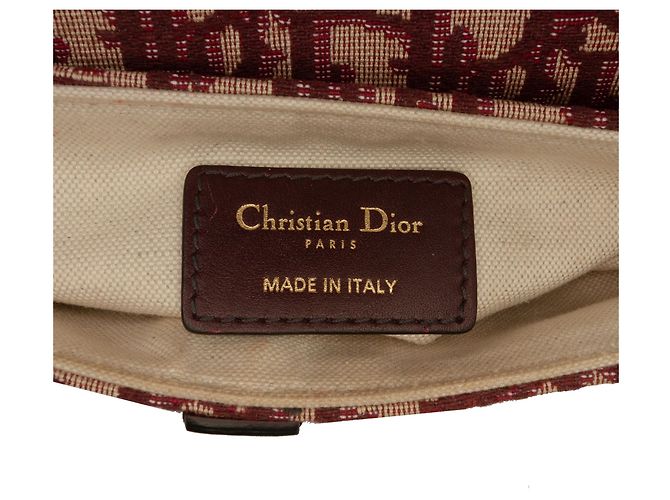 Mini borsa Saddle Dior in tela Oblique rossa Rosso Bordò - vista 5